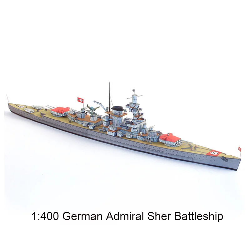 1:400 немецкий адмирал Sher линкор 3D бумажная модель литья под давлением Warship y
