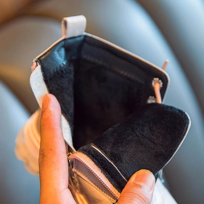 Сапоги Martin для девочек ботильоны из искусственной кожи Зимние теплые детские