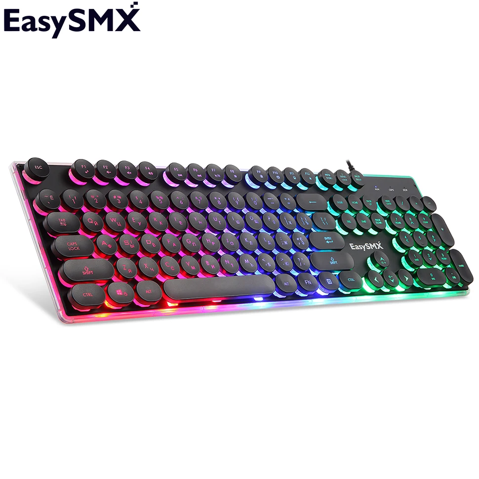 USB PC Клавиатура EasySMX KB202 игровая клавиатура Ретро круглая светящаяся клавиатура с подсветкой Русская клавиатура для компьютерных геймеров