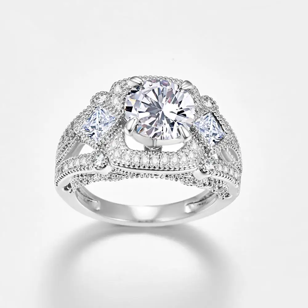 J.C Round Cut Mystic Rainbow &amp White Topaz Amethyst 925 Sterling Silver Ring Size 6 7 8 9 Women Fine Dazzling Jewelry Gift | Украшения и