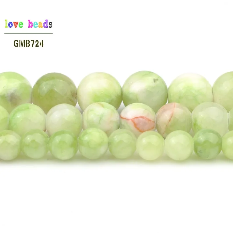 6/8/10mm Natural Stone Beads Green &amp White Persian Jades for jewellery Making DIY Handcraft 15'' Strand bracelets wome |