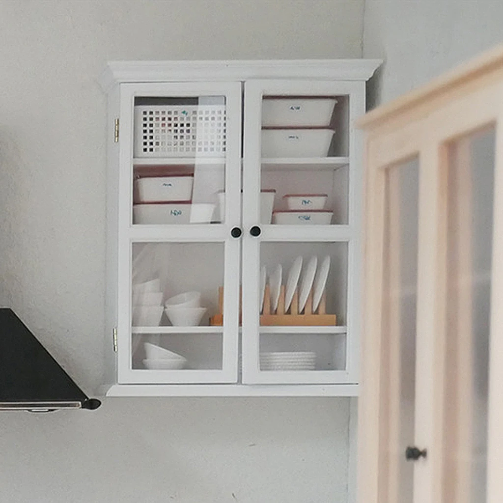 1/6 деревянный настенный шкаф для кукольного домика стойка хранения