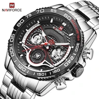 naviforce casual business watch men luminous with 24 hours day and date display steel strap watch waterproof relogio masculino