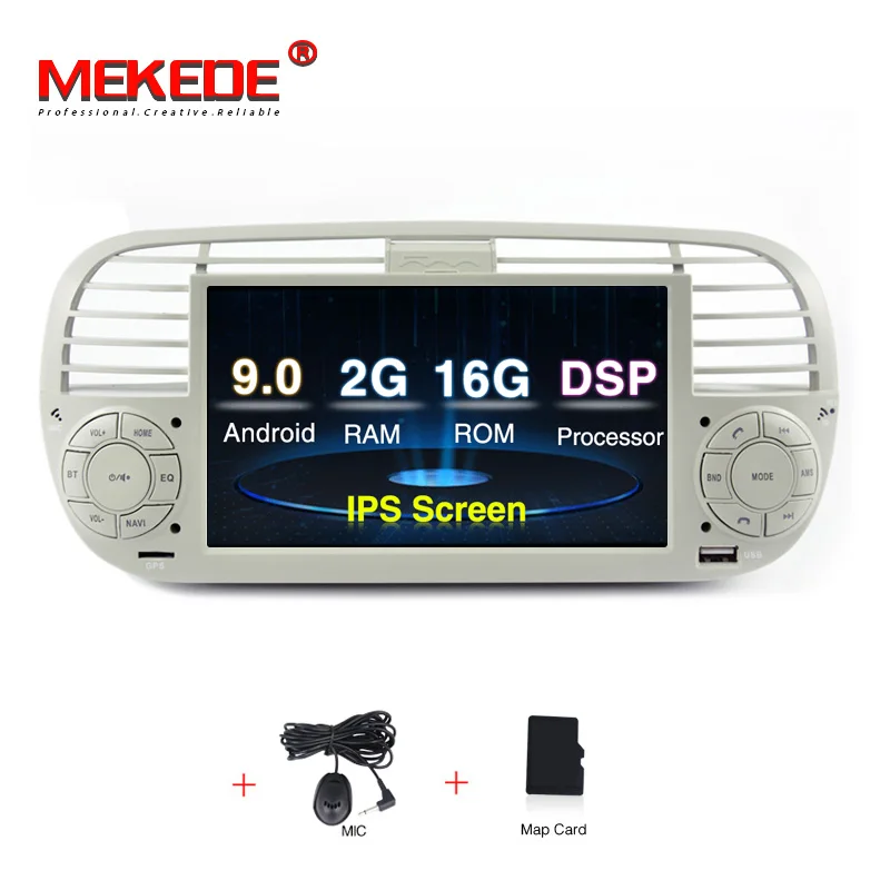 CAR DVD MEKEDE 1024x600 ips 7 дюймов 2G ram Android 9,0 автомобильный dvd-плеер gps для FIAT 500 аудио система автомобиля аудио gps DVD для FIAT 500 DSP - Color: CAR DVD