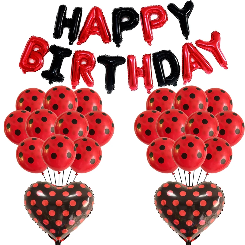 Латексные воздушные шары в горошек божья коровка красный черный цвет украшение