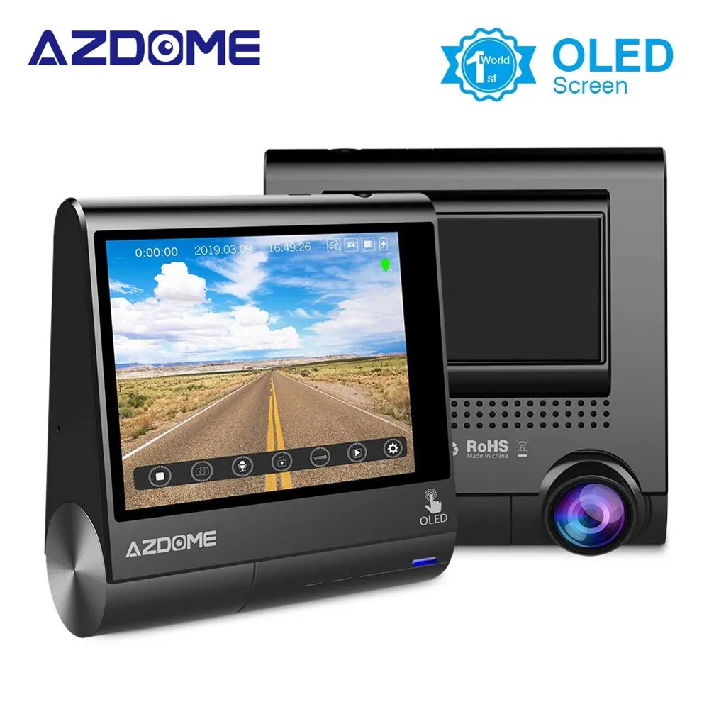 Автомобильный видеорегистратор AZDOME M05 gps 3 0 дюймов OLED экран FHD 1080 P g-сенсор ночное