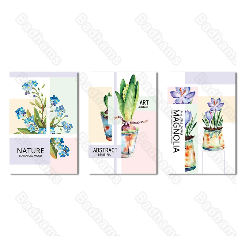 

Nordic Style Wall Decoration Painting Modern Minimalist Creative Combination Hanging Paintings Bedroom Green Plant Murals