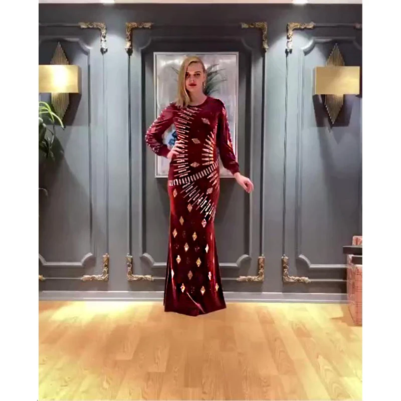 

Plus size Women's Dress Luxury Elegant Sparkly African Muslim Dress Party Evening Dress Plus Size Dubai Abaya Kaftan Sexy Rob