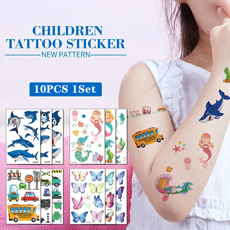 

Kid's Tattoo Stickers Cartoon Funny Waterproof Fake Tattoo Pack for Children Adults DIY Body Hands Arm Kawaii Animal Stickers