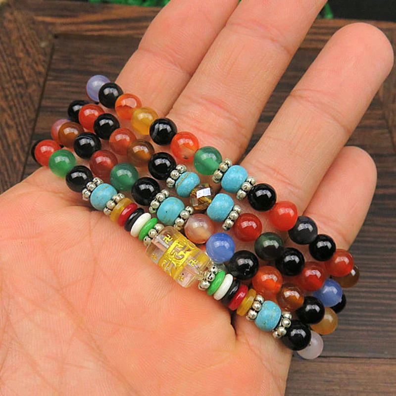 Ручной работы 2019 mutil слоев со вставками из натурального камня браслет молиться