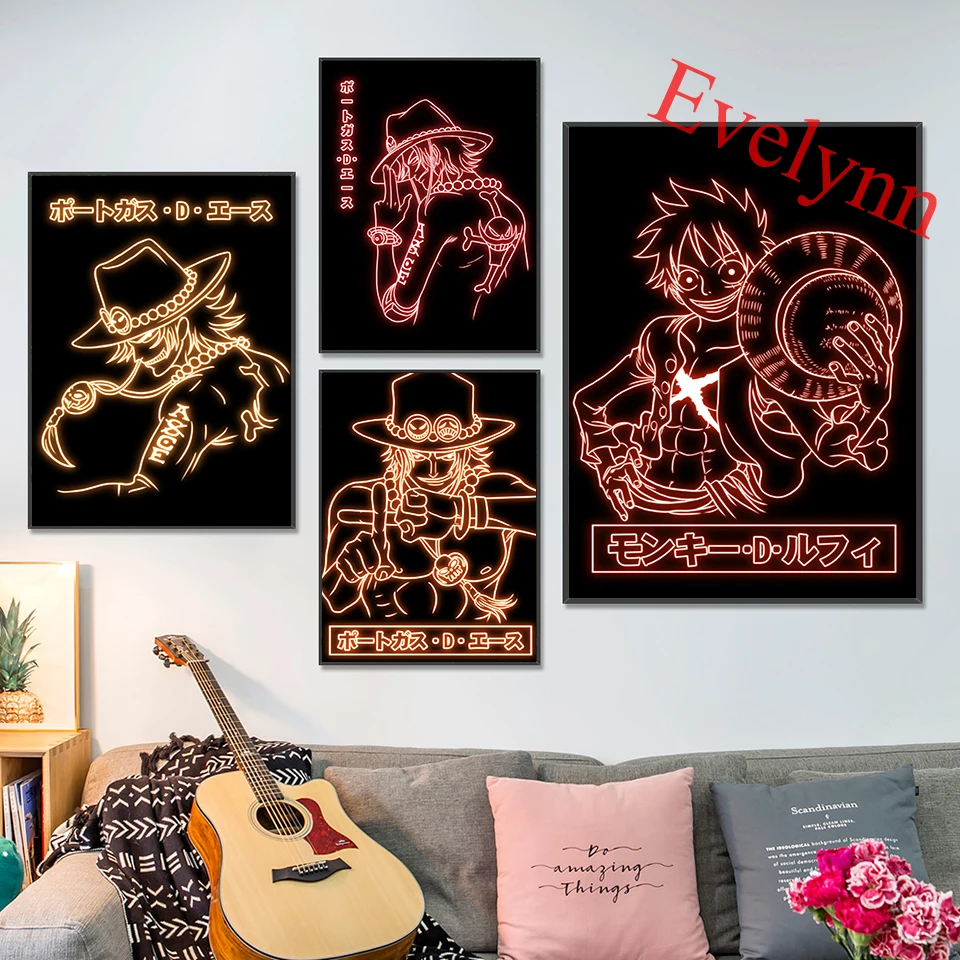 

Japanese Anime One Piece，Home Wall Art Posters Painting ，Modern Living Room Cartoon Prints，Children Room Decor Picture Gift