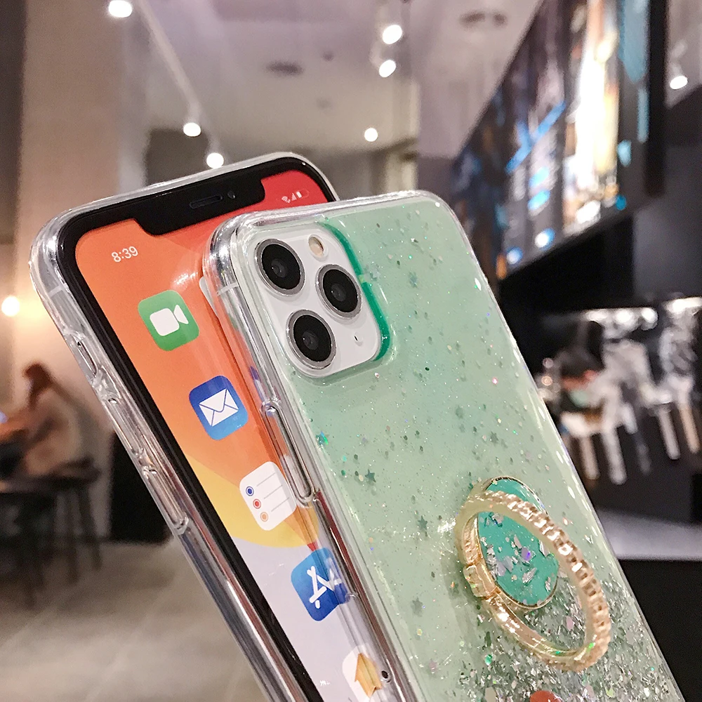 Роскошный чехол-подставка с кольцом на палец для телефона iPhone 11 12 13 14 Pro Max XR XS 7 8 Plus