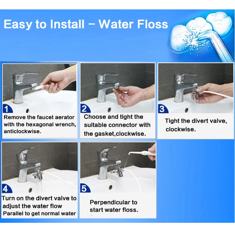 

Faucet Water Dental Flosser Oral Irrigator Jet Interdental Toothbrush Cleaning SPA Cleaner Whitening Brush Tooth DS2000 New 2020