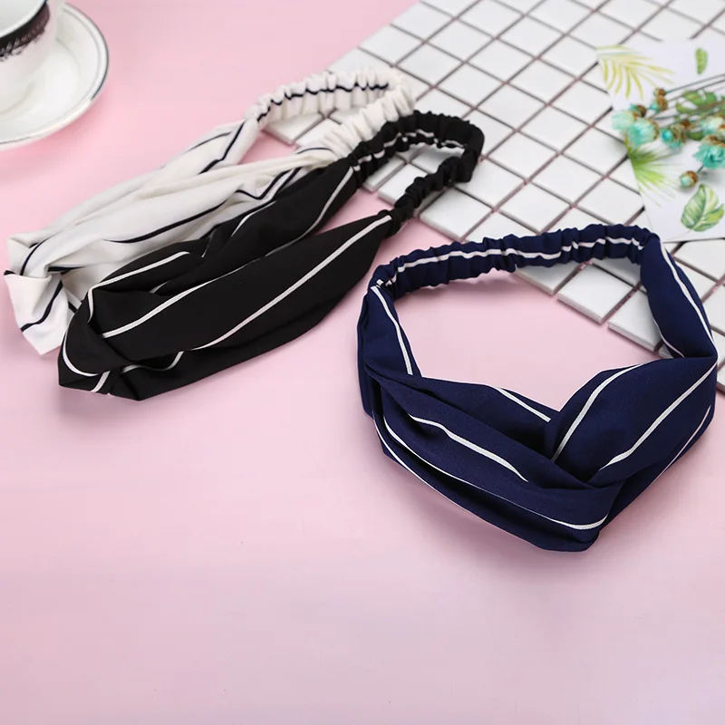 New Bohemia Headbands Cross Shaped Women Cute Striped Hairdbands Female Summer Fashion Headwear Headwrap Hair Accessories Turban |