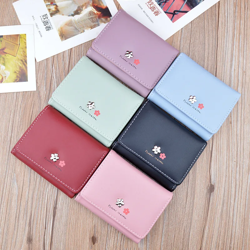 

Новый женский кошелек для девушек студенток короткий тонкий кошелек тройного сложения японский и корейский Многофункциональный складной ...