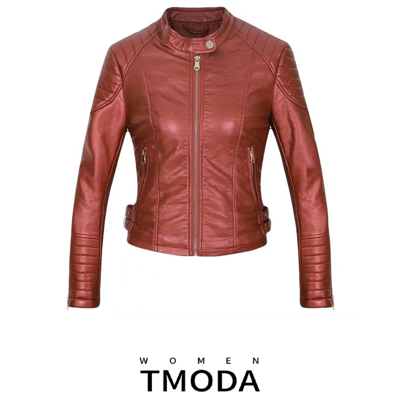 TMODA279 осенне-зимние женские Куртки из искусственной кожи пальто для женщин