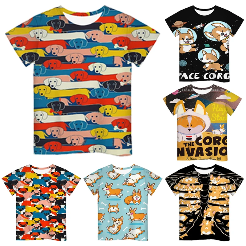 

Pet Dog 3D Print T shirt 4T-14T years teens t-shirt for boys or girls 3D Animal printed hot sale O-Neck short sleeve t shirt kid