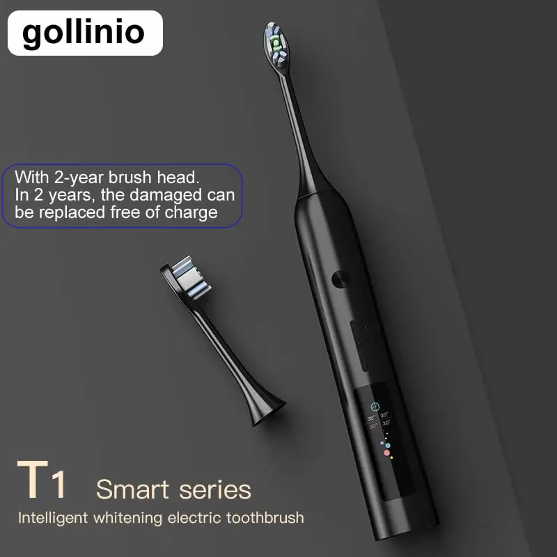 

gollinio Sonic Electric Toothbrush Adult Timer Brush 4 Mode USB Charger Rechargeable Tooth Brushes Replacement Heads Set GL39A