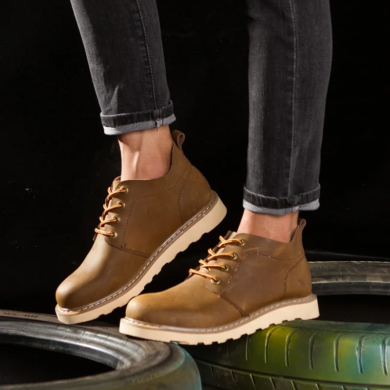 Jual Desain Kasual Pria Vintage Wings Nyata Kulit Sapi Semata Kaki Welt Round Toe Mewah Hangat Salju Bot Pria Motor Sepatu Bot
