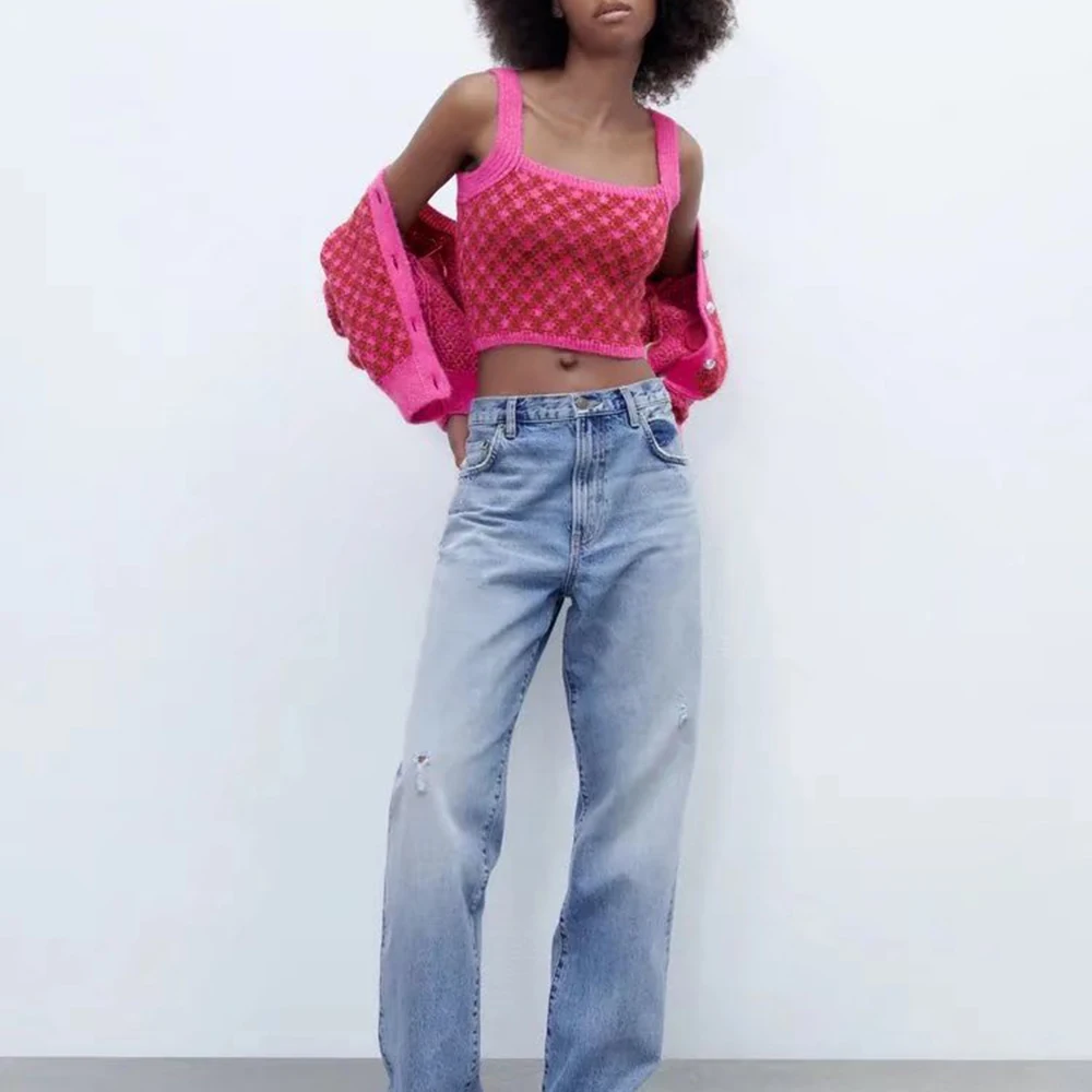 

XIKOM Spring Tops Women 2022 Plaid Womens Top Sexy Crop Top Female Short Slim Women Top Streetwear Knit Sling