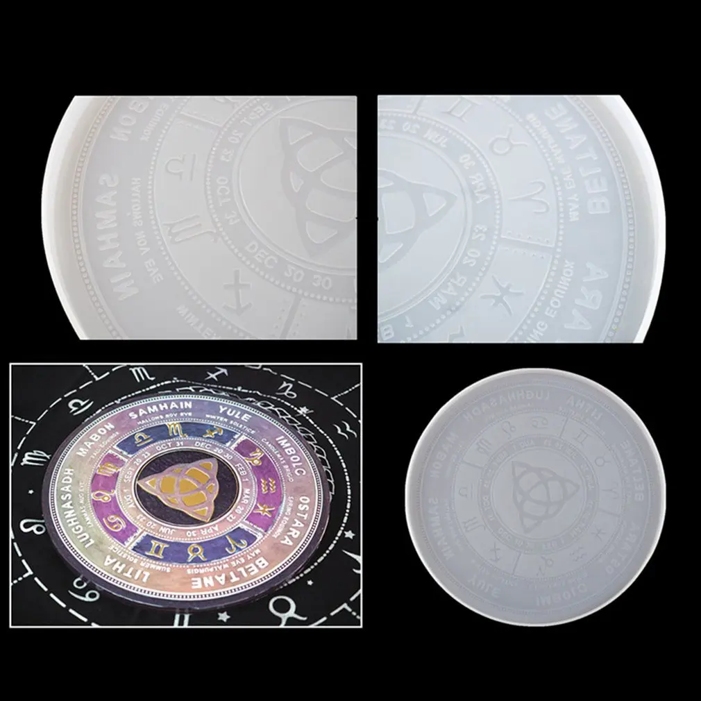 

Moon Star Divination Tarot Card Tray Round Resin Mold DIY Mold Astrology Zodiac Board Epoxy Resin Mold Creative Gift