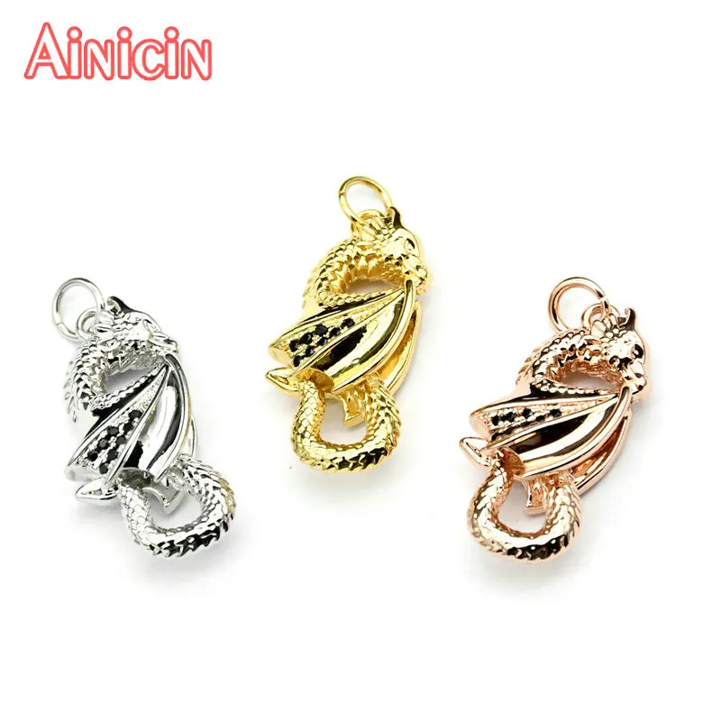 Высокое качество розовое золото серебряное покрытие трехмерный дракон с