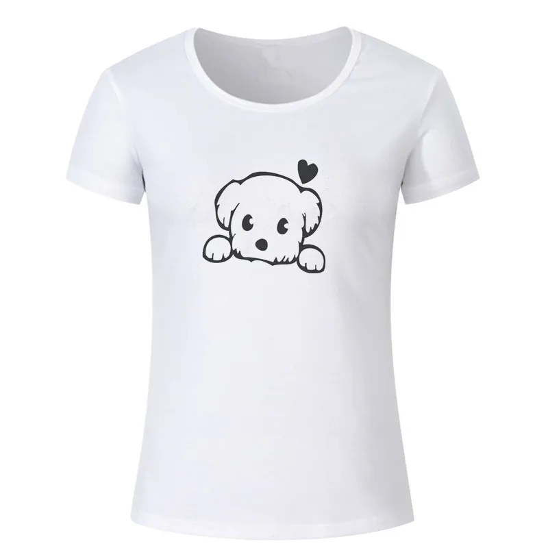 Women's T women Graphic Fashion Cute Heart \ Puppy Print Top t-shirt Female T-shirt girl Clothes Short sleeveT shirt | Женская