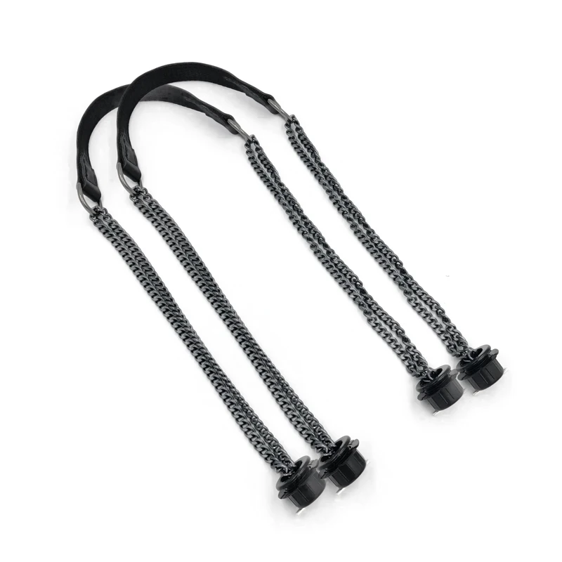 1 пара Длинная кожаная ручка из искусственной кожи с цепочкой серебристые