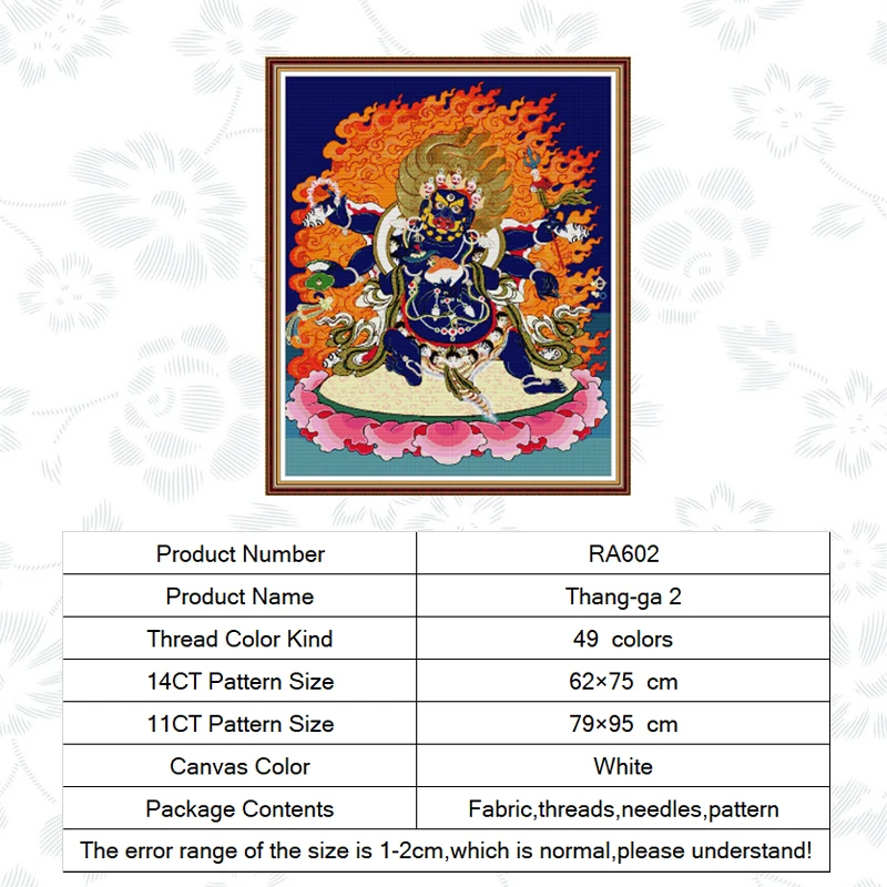 

Joy Sunday Thang-ga Pattern Painting Cross Stitch Kit 11CT14CT Counted Print On Canvas Handmade Needlework Embroidery Gifts Kits