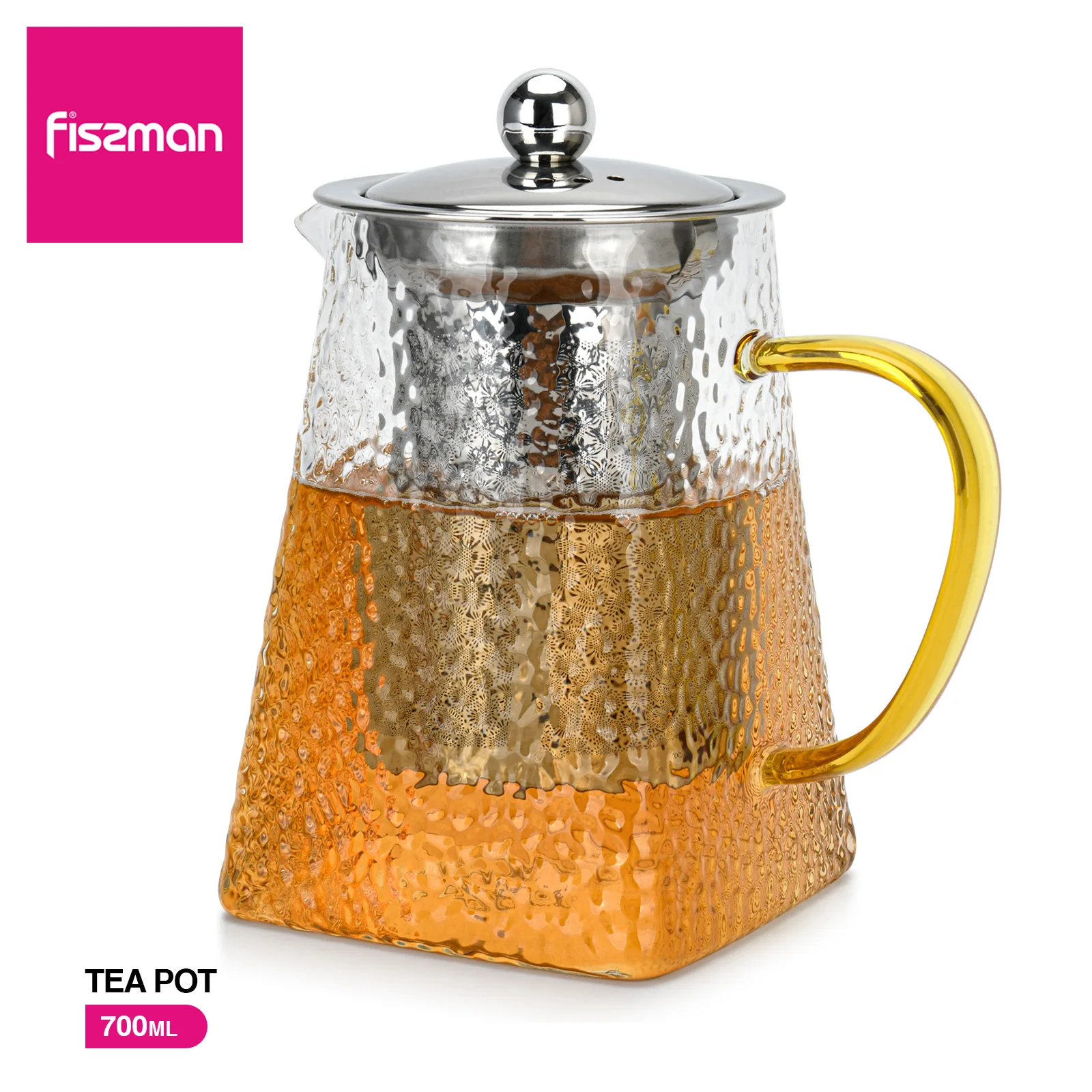 

Fissman 700ml Borosilicate Glass Jug With Stainless Steel Filter Milk Oolong Flower Tea Pot