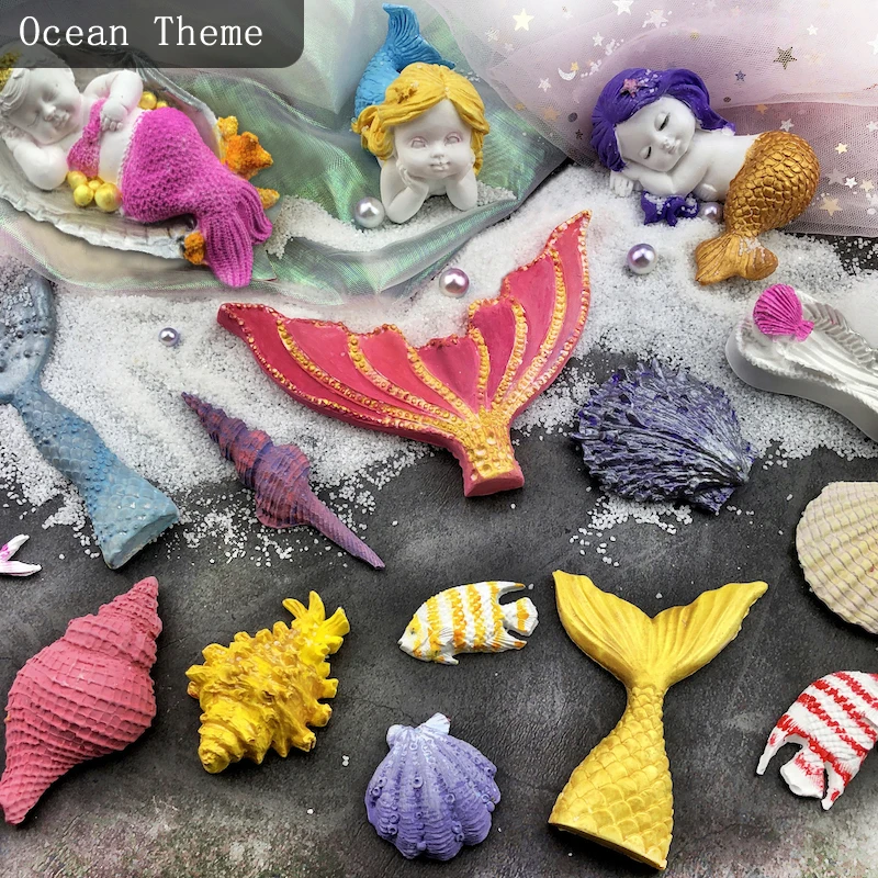 Sugarcraft Русалка рыбий хвост силиконовая форма морские водоросли оболочки инструменты для украшения тортов из мастики шоколадная форма для выпечки гипсовые глиняные формы
