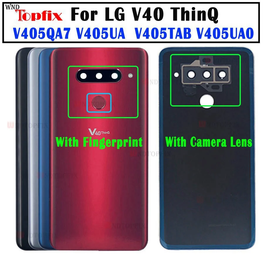 Чехол на заднюю панель для LG V40 ThinQ, крышка на батарейку, чехол на заднюю дверь с отпечатком пальца, стекло для камеры V405QA7 V405UA V405TAB V405UA0, чехол