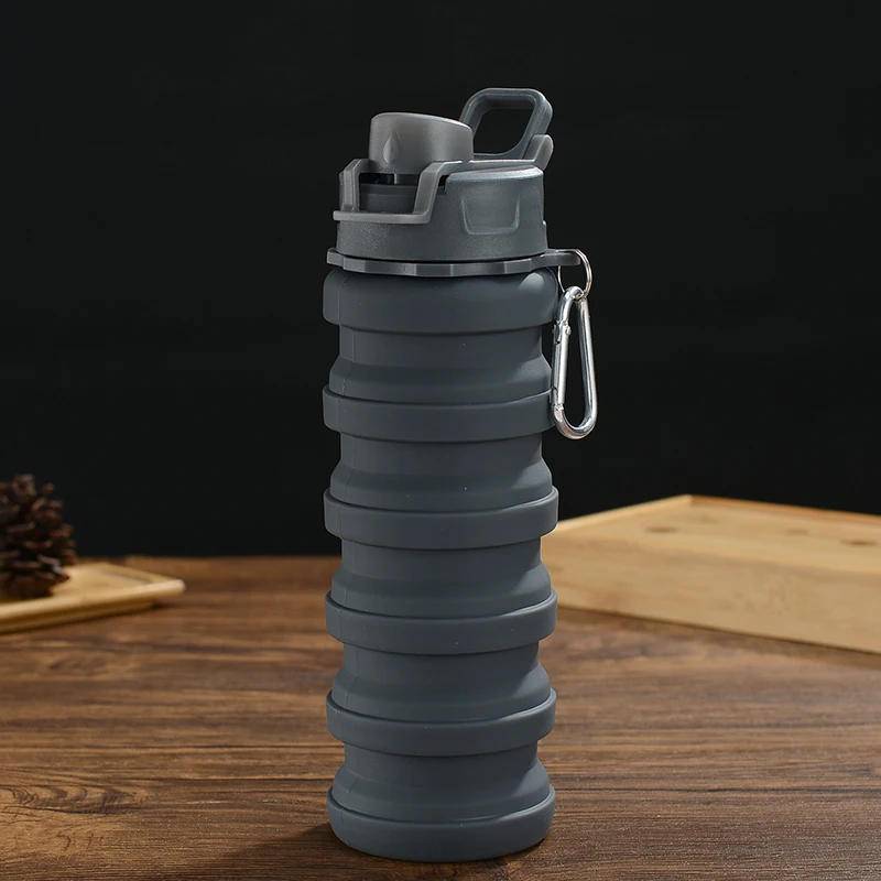 

New Silicone Water Bottle Portable Foldable Cup Bottle Fruit Juice Leak-proof Outdoor Sport Travel Camping Bottle with Lid