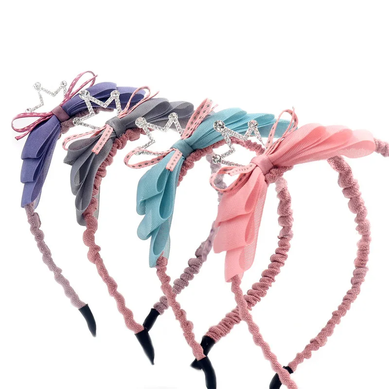 4 цвета на выбор модная детская одежда бант Корона из страз повязка голову для