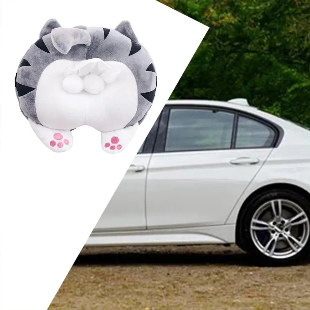 

Car Tissue Box Cartoon Creative Car Armrest Box Paper Box Plush Cat Butt Tissue Box Portable Hand Paper Box