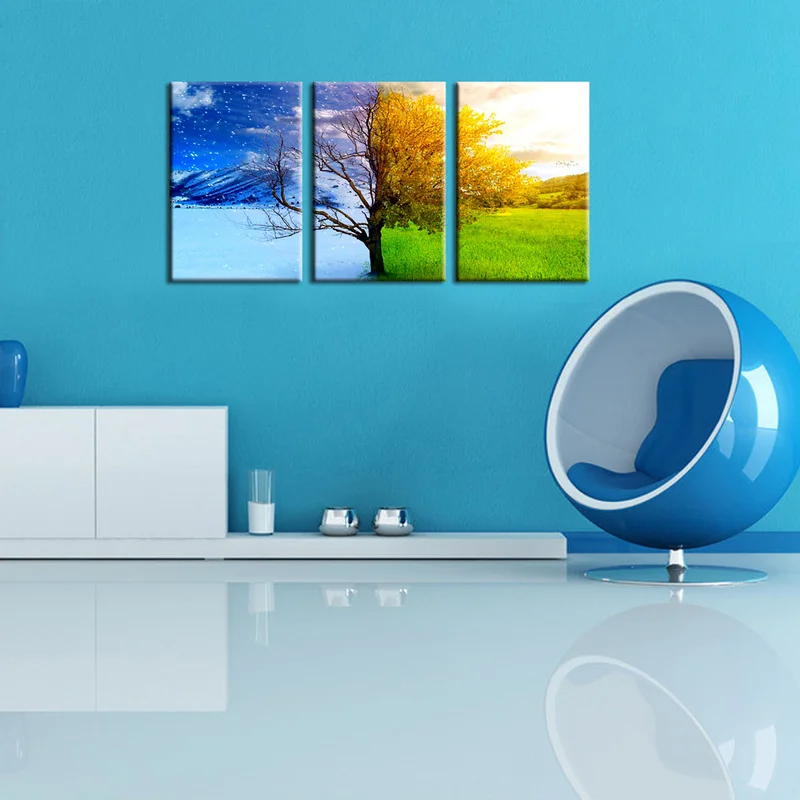 

3 Panels Canvas Wall Art Painting Winter and Spring Print Home Decor Poster Modern Living Room Decoration Pictures
