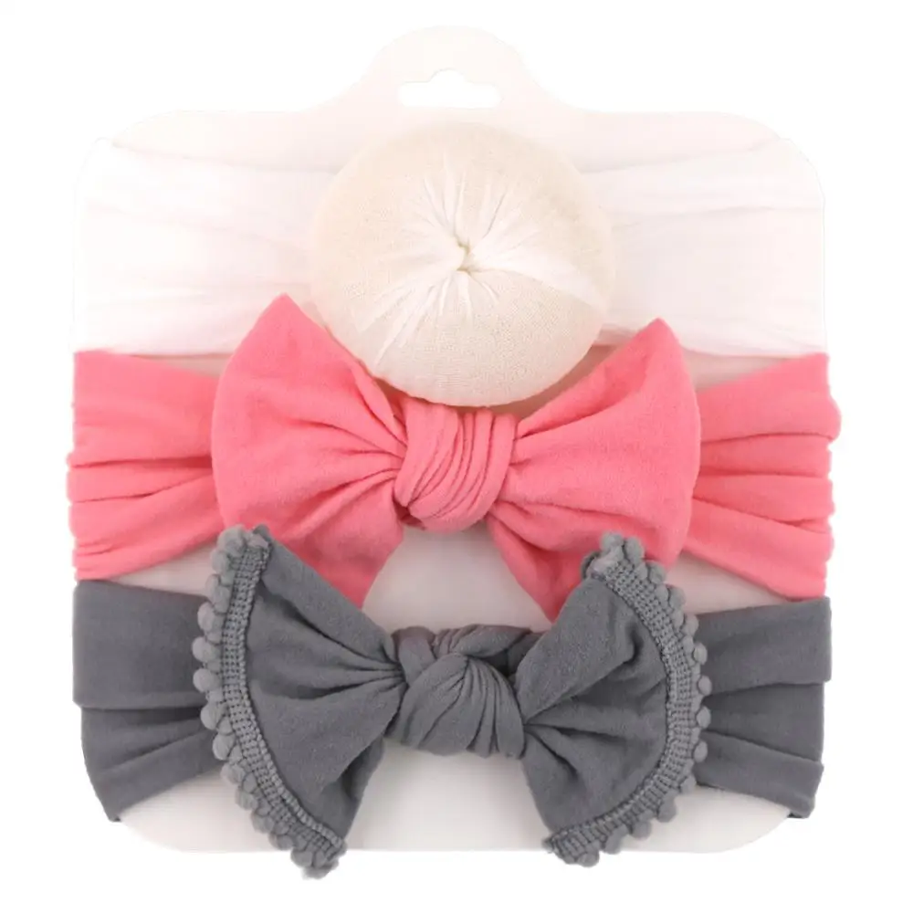 

3Pcs/Lot Solid Donuts Soft Baby Headband Fashion Elastic Nylon Hair Bands Hair Bow Topknot Headwrap Newborn Hair Accessories
