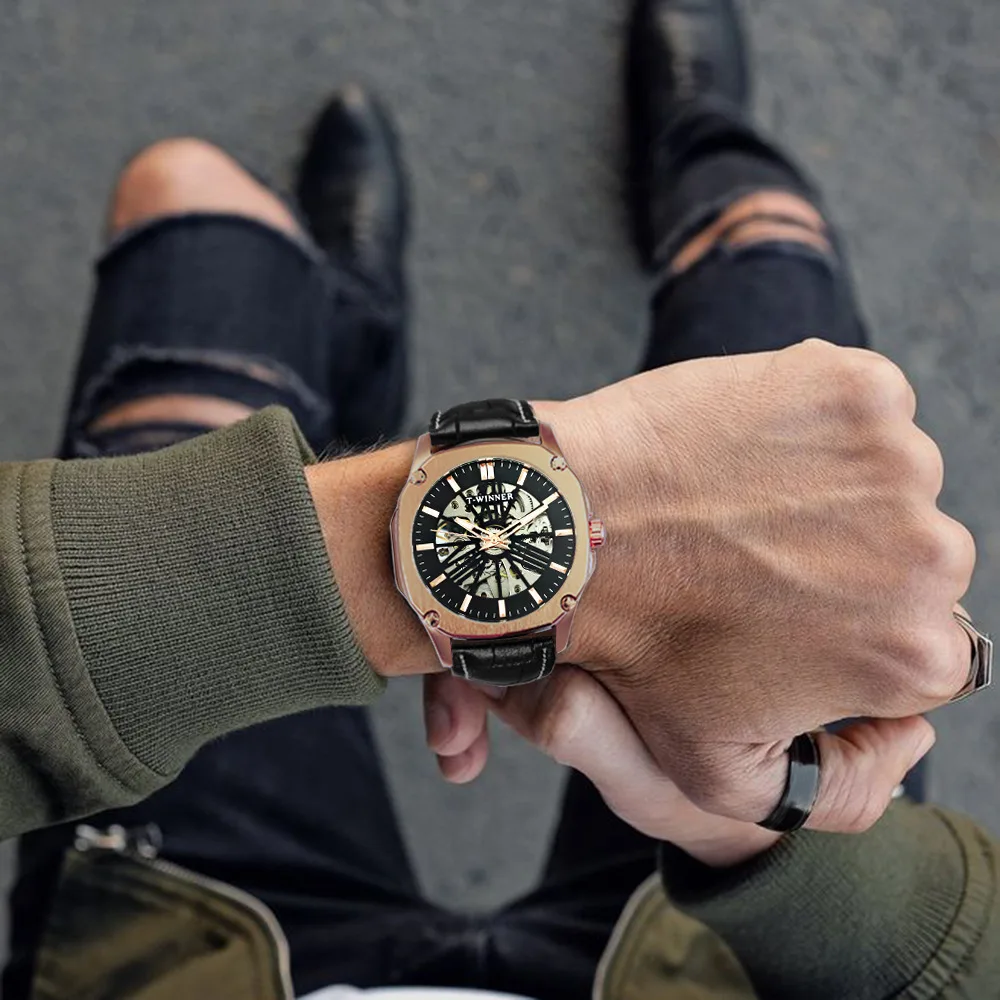 

T-Winner Daily Waterproof Mechanical Watch Men Automatic Luminous Men Mechanical Classic Clock Men's Wrist Watch