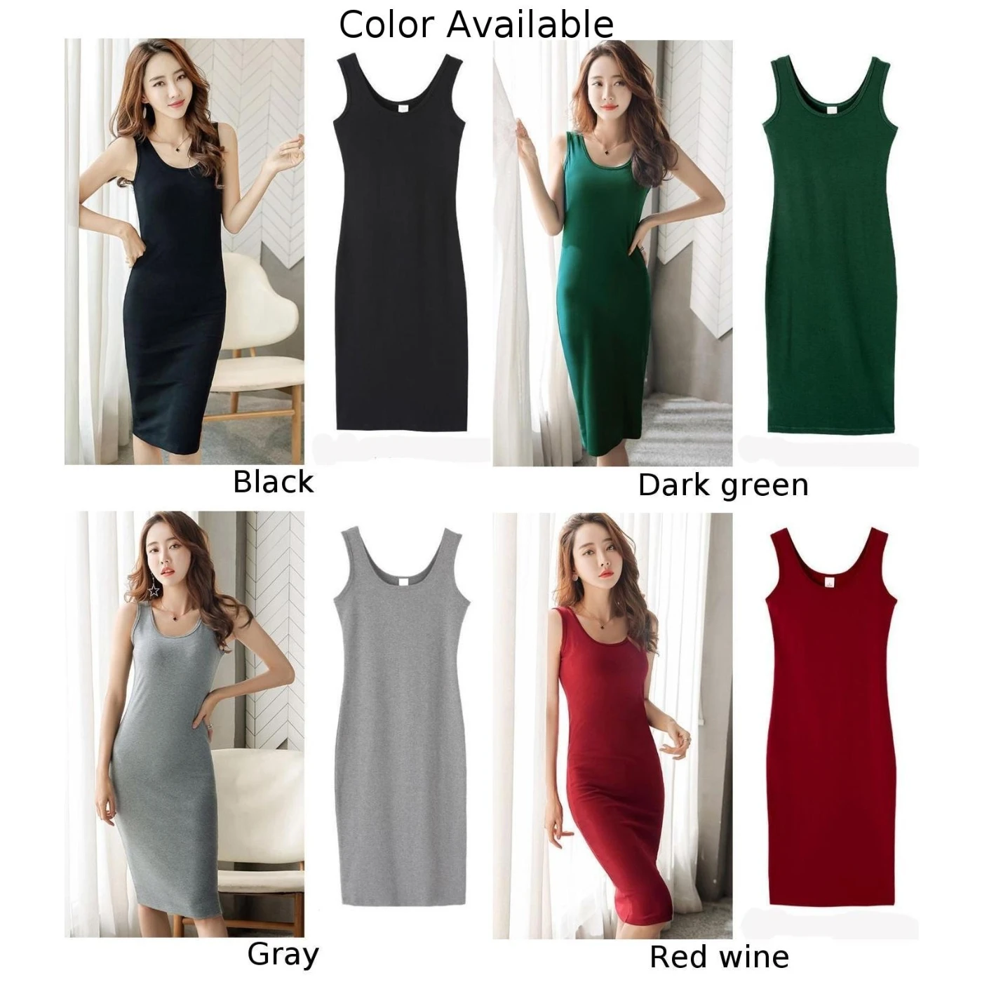 

2021 New Sexy High Stretch Solid Elegant Women Sexy Dress O-Neck Sleeveless Slim Maxi Dress Casual Mini