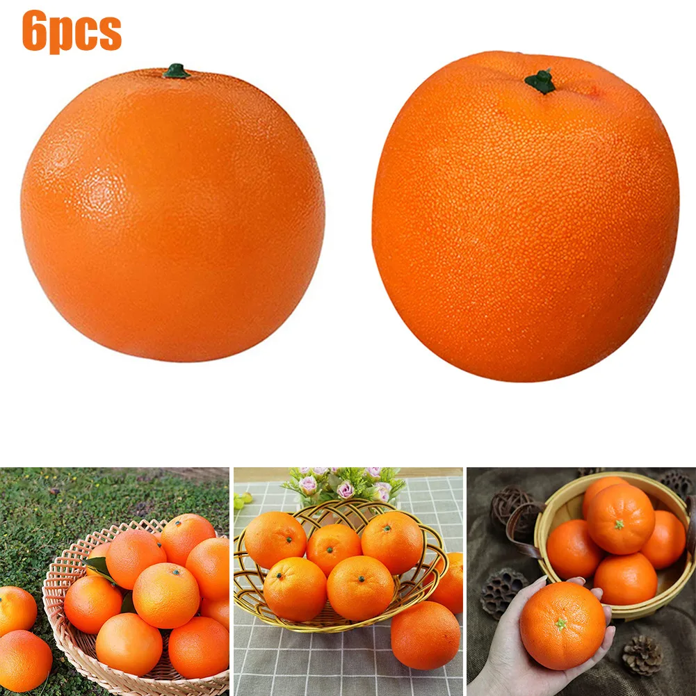 

6pcs 6.5cm/7.5cm Artificial Oranges Plastic Fake Fruit Oranges Party Supplies Home Decor Simulation Ornament Photography Props