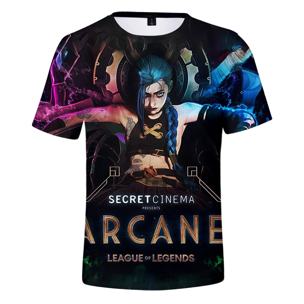 

Новое поступление 2021, футболка с 3D принтом Arcane Jinx, Свободные повседневные универсальные нейтральные футболки с короткими рукавами, одежда