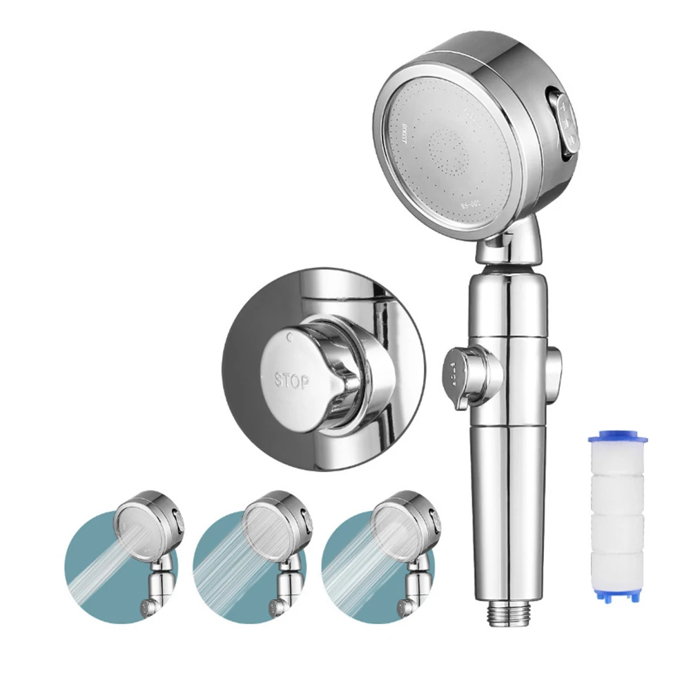 

Pressurized Shower Head Filter Spray Nozzle 3 Adjustment Free Bracket Hose High Pressure Water Saving Handheld Bathroom Tools