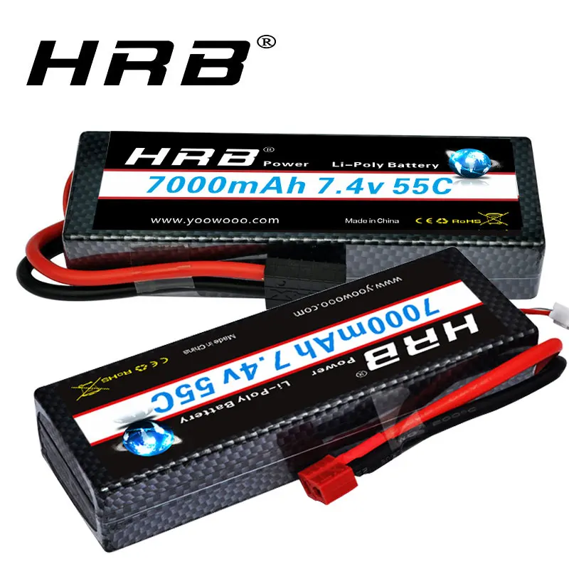 2 шт hrb 74 в 7000 мач 2s lipo аккумулятор hardcase с t