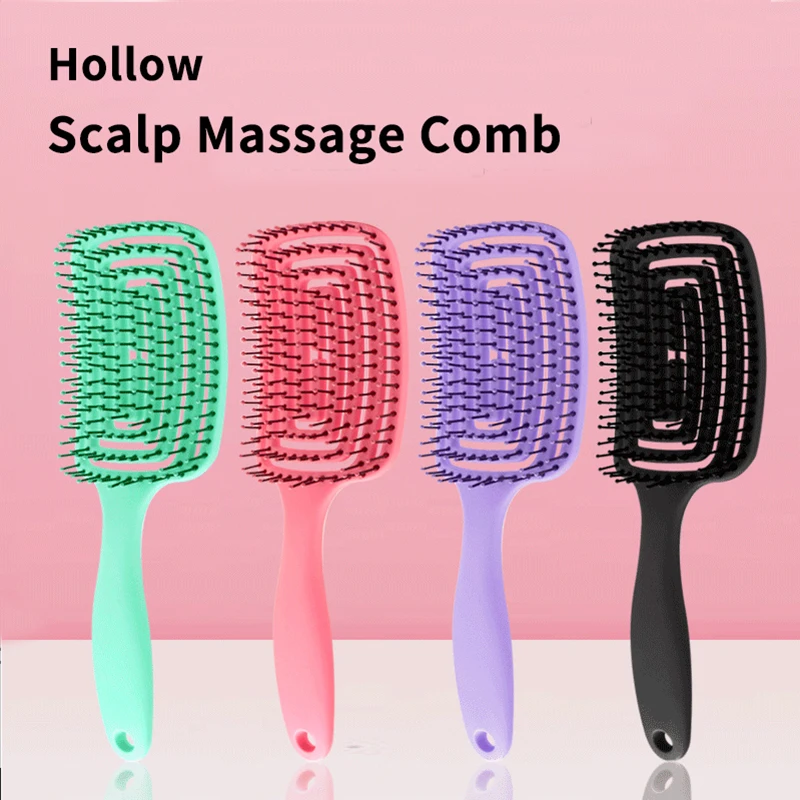 

Hollow out Hair Scalp Massage Wet Curly Wave Hair Brush Paddle Brush Detangling Hair Brush