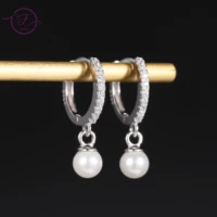 925 sterling silver pearl earrings shining classic hoop earrings for women luxury wedding anniversary fine jewelry gift