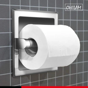 commecial recessed toilet paper holder wall mounted tissue paper roll holder stainless steel build in tissue roll rack dispenser free global shipping