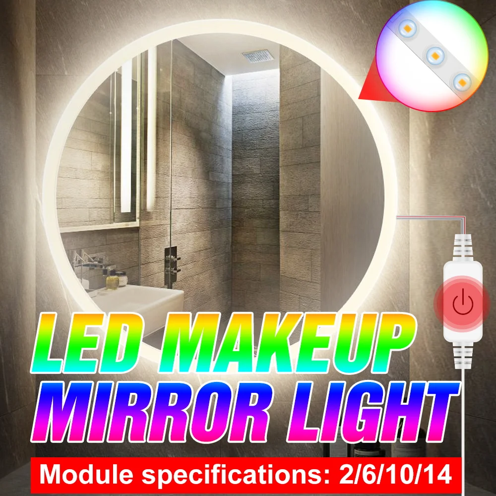 

Hollywood Vanity Mirror Light LED Dressing Table decoration Lamp Bulbs Dimmable Beauty Makeup Light 2 6 10 14 Kit Wall Ampoule