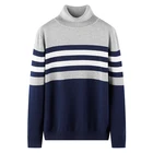 Varsanol CottonTurtleneck Sweater Men Casual Striped Pullovers Oversize Men's Clothing Slim Turtleneck Sweater for Men New 3XL