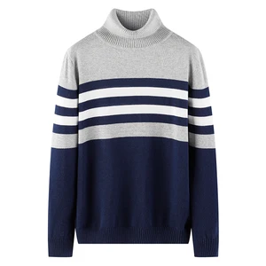 Varsanol CottonTurtleneck Sweater Men Casual Striped Pullovers Oversize Men's Clothing Slim Turtleneck Sweater for Men New 3XL