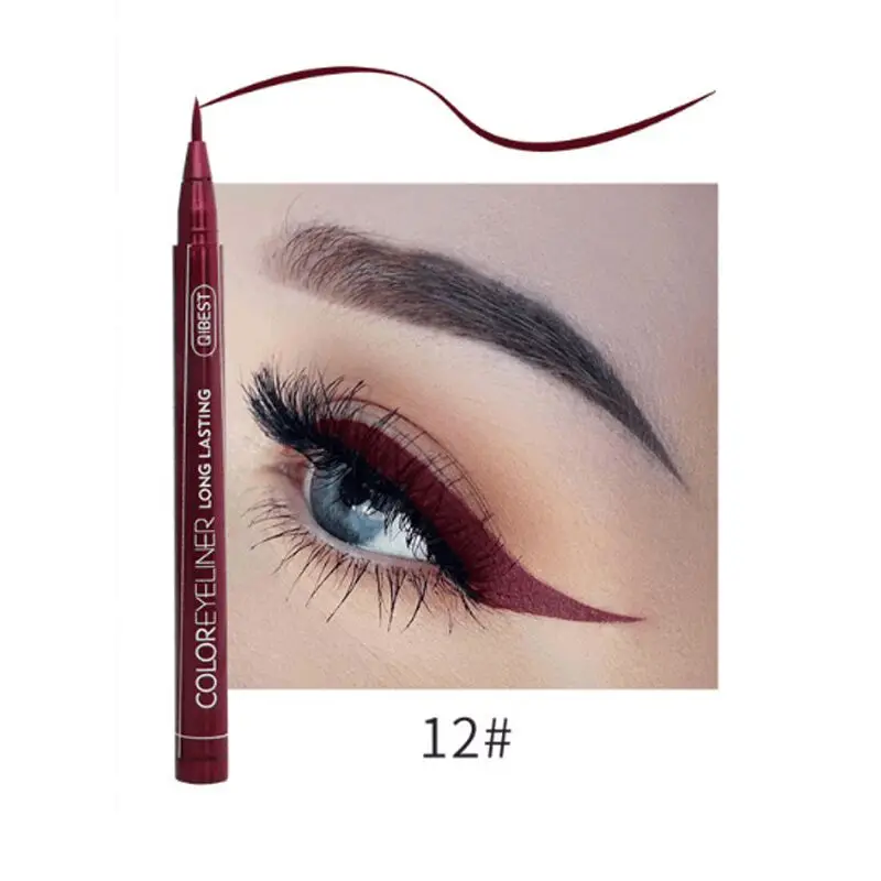 12 1Pcs Cat Eye Color Eyeliner Makeup Waterproof Neon Liquid Eye Liner Pencil Pen Make Up Comestics Long-lasting Black Makeup Tools - Цвет: 12